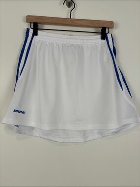 Brine Women’s Large White Athletic Lacrosse Tennis Skirt Blue Trim